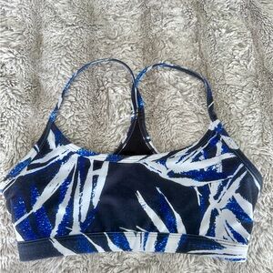 Blue and White Women's Sports Bra